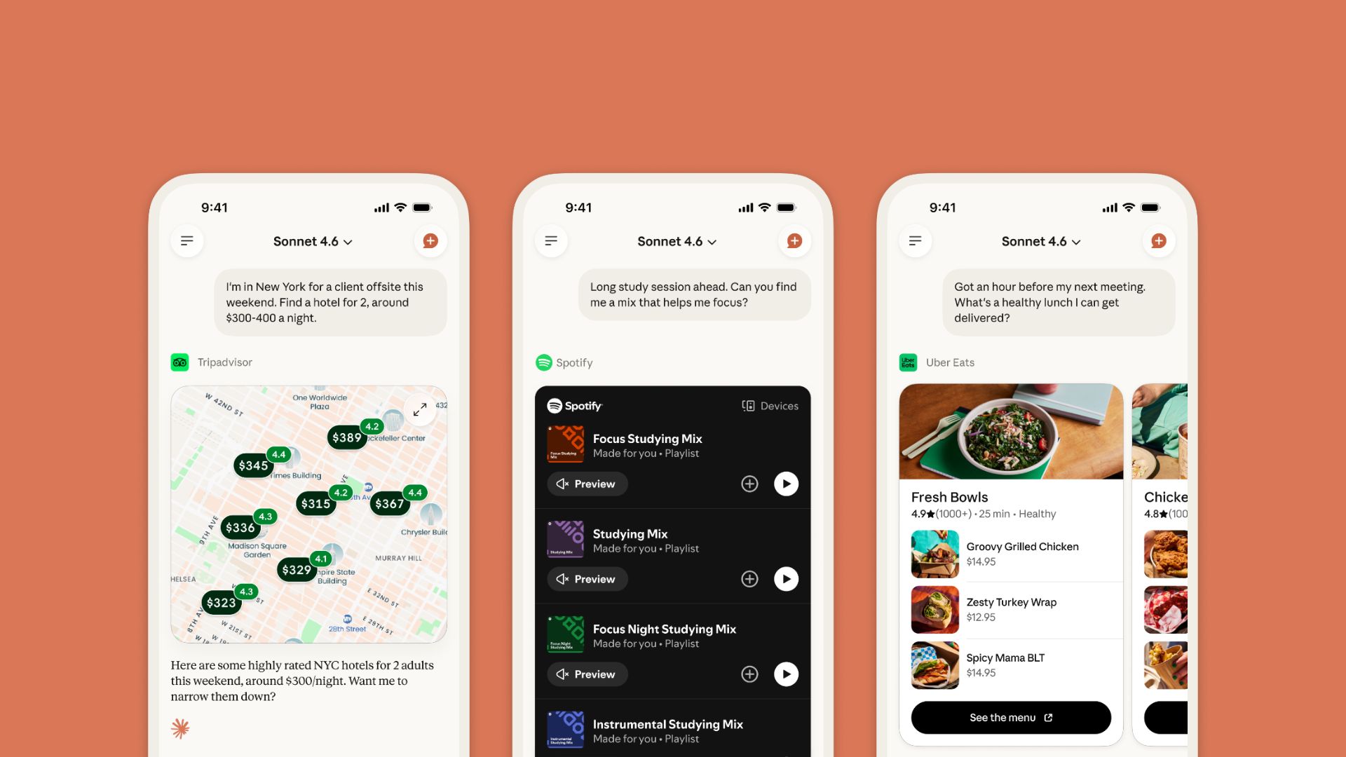Claude se conecta a apps pessoais: Spotify, Uber Eats e TurboTax agora acessíveis